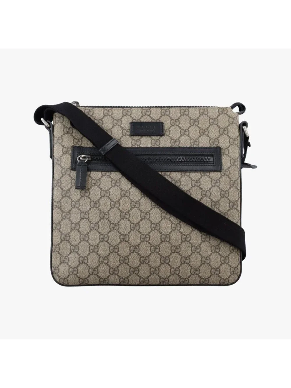 Gucci GG Supreme Flat Messenger Brown Canvas Leather